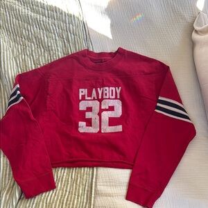 Vintage Red Playboy Cropped Sweatshirt